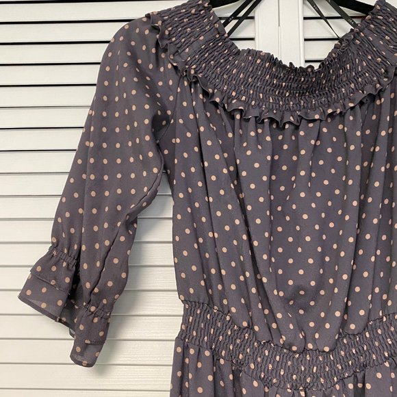 J.O.A. Polka Dot Off-the-Shoulder Midi Dress - Picture 2 of 8